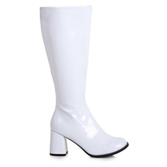 white retro wide calf gogo boots